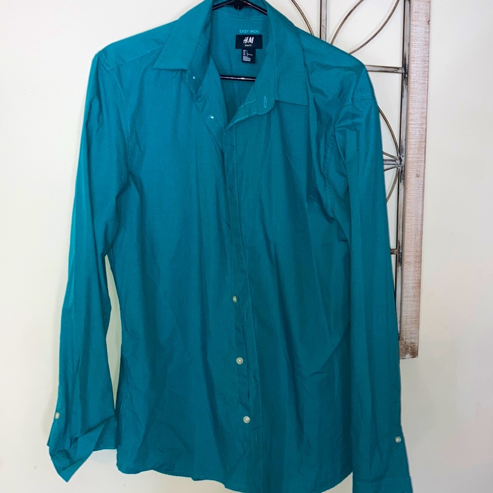Green Large slim fit H&M dress shirt